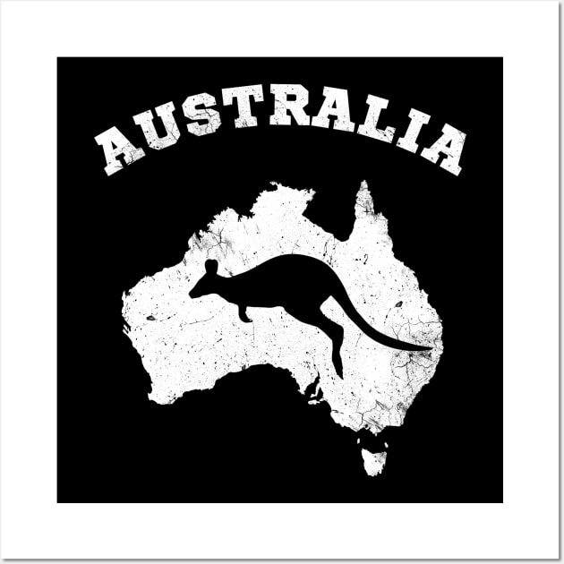 Australia Kangaroo Patriotic Symbol Vintage Wall Art by Foxxy Merch